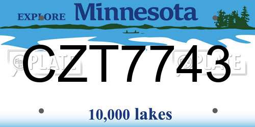 CZT7743 Minnesota License Plate