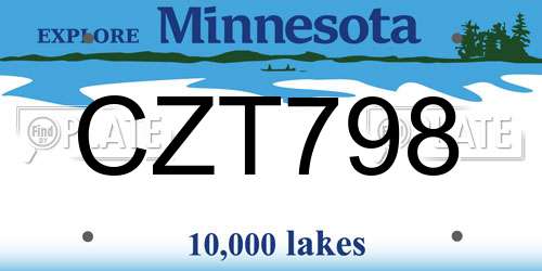CZT798 Minnesota License Plate
