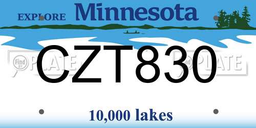 CZT830 Minnesota License Plate