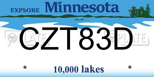 CZT83D Minnesota License Plate