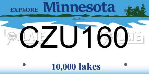 CZU160 Minnesota License Plate