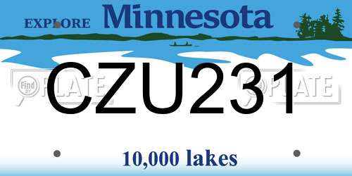 CZU231 Minnesota License Plate