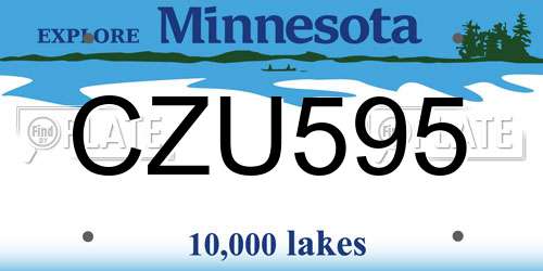CZU595 Minnesota License Plate