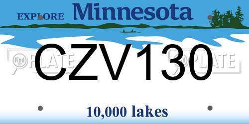 CZV130 Minnesota License Plate