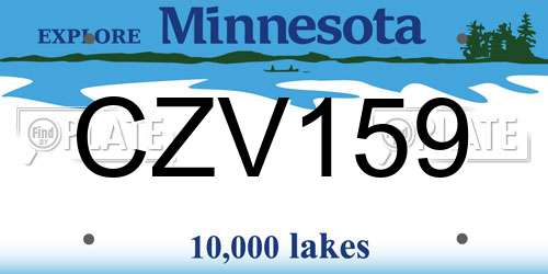 CZV159 Minnesota License Plate