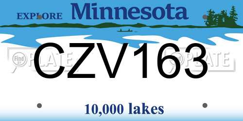 CZV163 Minnesota License Plate