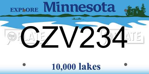 CZV234 Minnesota License Plate