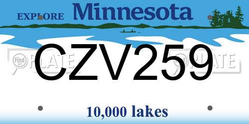 CZV259 Minnesota License Plate