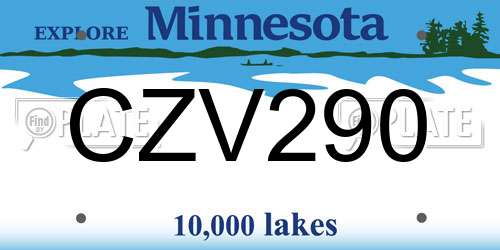 CZV290 Minnesota License Plate