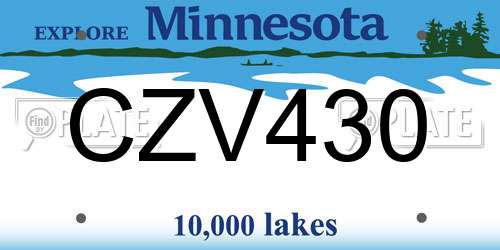 CZV430 Minnesota License Plate