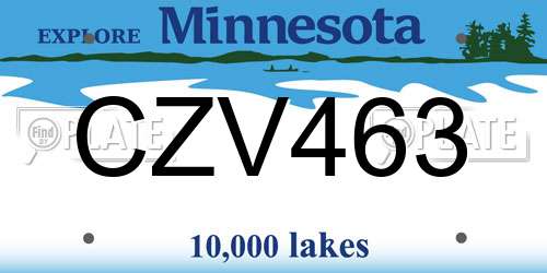CZV463 Minnesota License Plate