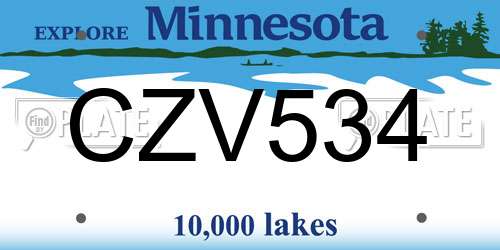 CZV534 Minnesota License Plate