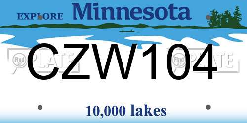 CZW104 Minnesota License Plate