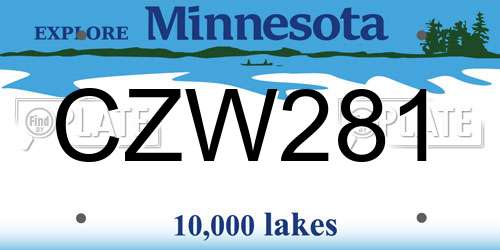 CZW281 Minnesota License Plate