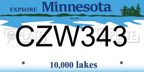 CZW343 Minnesota License Plate