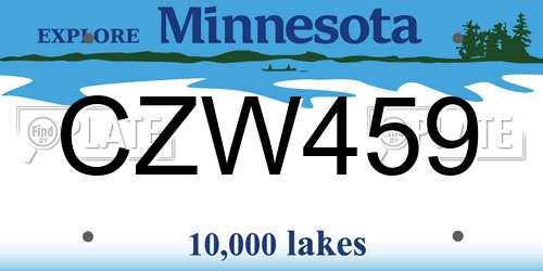 CZW459 Minnesota License Plate