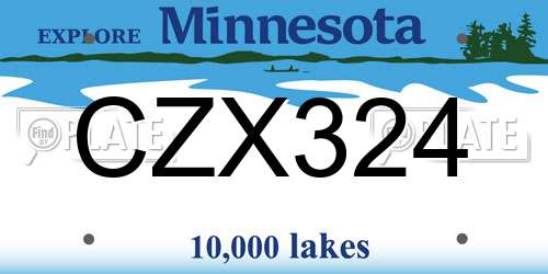 CZX324 Minnesota License Plate
