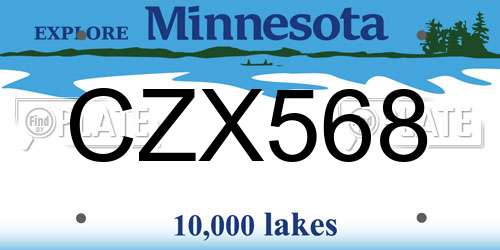 CZX568 Minnesota License Plate