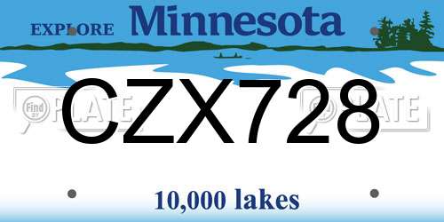 CZX728 Minnesota License Plate