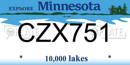 CZX751 Minnesota License Plate