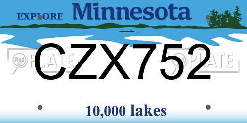CZX752 Minnesota License Plate