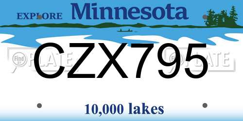 CZX795 Minnesota License Plate