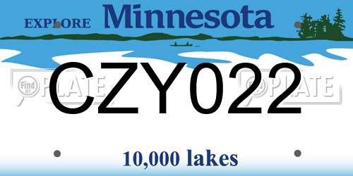 CZY022 Minnesota License Plate