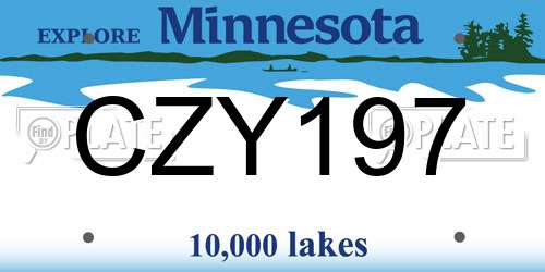 CZY197 Minnesota License Plate