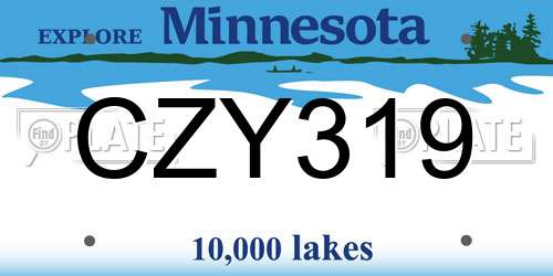 CZY319 Minnesota License Plate