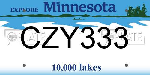 CZY333 Minnesota License Plate