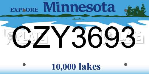 CZY3693 Minnesota License Plate