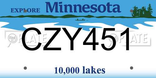 CZY451 Minnesota License Plate