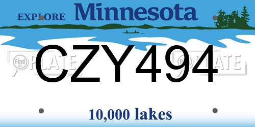 CZY494 Minnesota License Plate