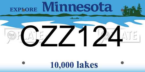 CZZ124 Minnesota License Plate