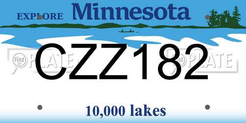 CZZ182 Minnesota License Plate