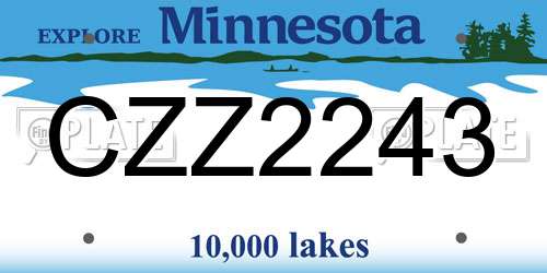 CZZ2243 Minnesota License Plate