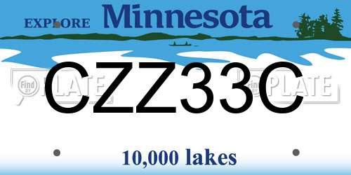 CZZ33C Minnesota License Plate