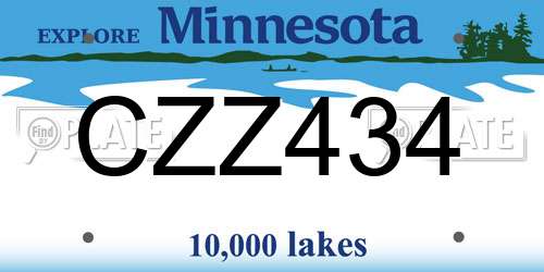 CZZ434 Minnesota License Plate