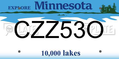 CZZ53O Minnesota License Plate