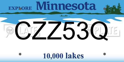 CZZ53Q Minnesota License Plate