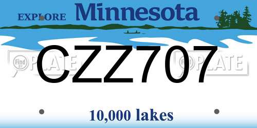 CZZ707 Minnesota License Plate