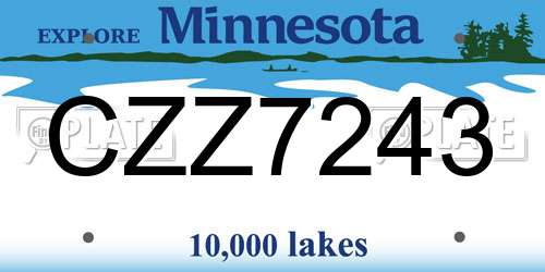 CZZ7243 Minnesota License Plate