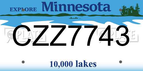 CZZ7743 Minnesota License Plate
