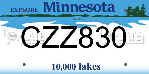 CZZ830 Minnesota License Plate