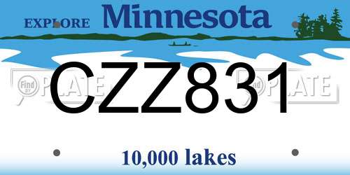 CZZ831 Minnesota License Plate