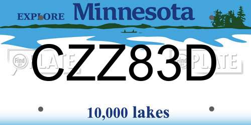 CZZ83D Minnesota License Plate