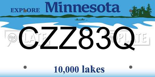 CZZ83Q Minnesota License Plate