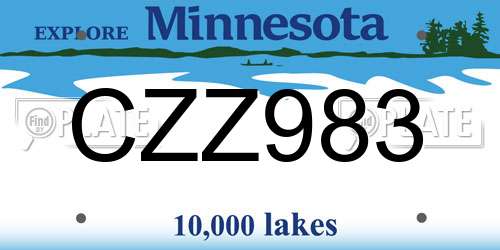 CZZ983 Minnesota License Plate