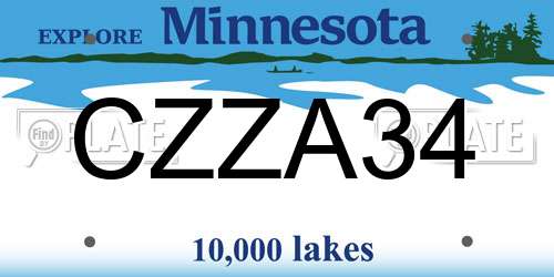 CZZA34 Minnesota License Plate