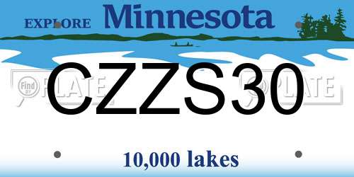 CZZS30 Minnesota License Plate
